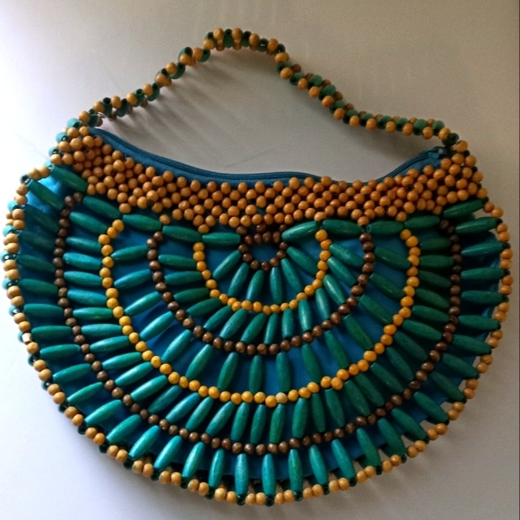 Vintage Wooden Beads and Tube Half Moon Crescent - Picture 1 of 6